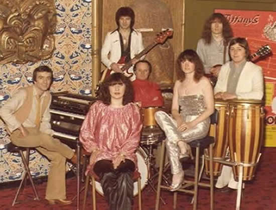 Majella Brady on stage with Band of Gold who were the resident band at Tiffanys in Edinburgh from 1977 to  1981